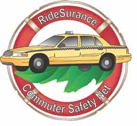 RideSurance program logo- Taxi and life preserver